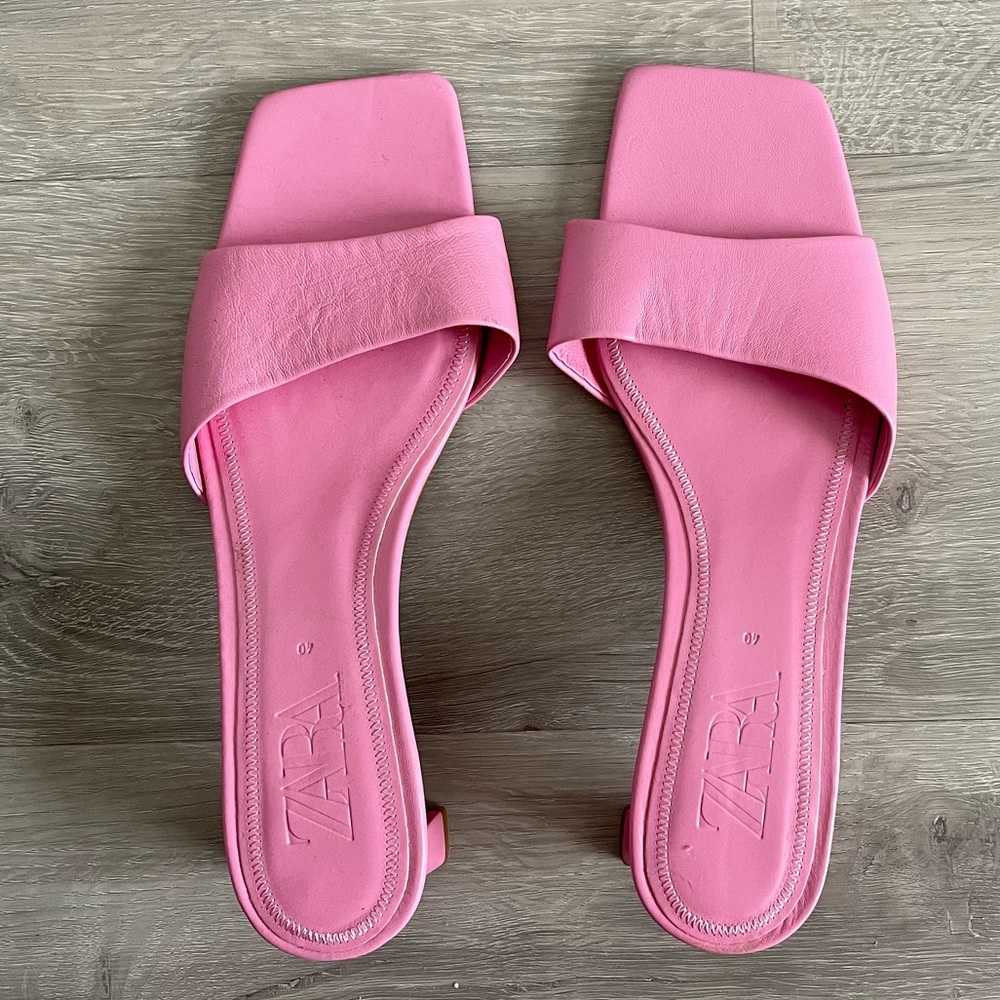ZARA mid heel leather mules - Picture 9 of 12